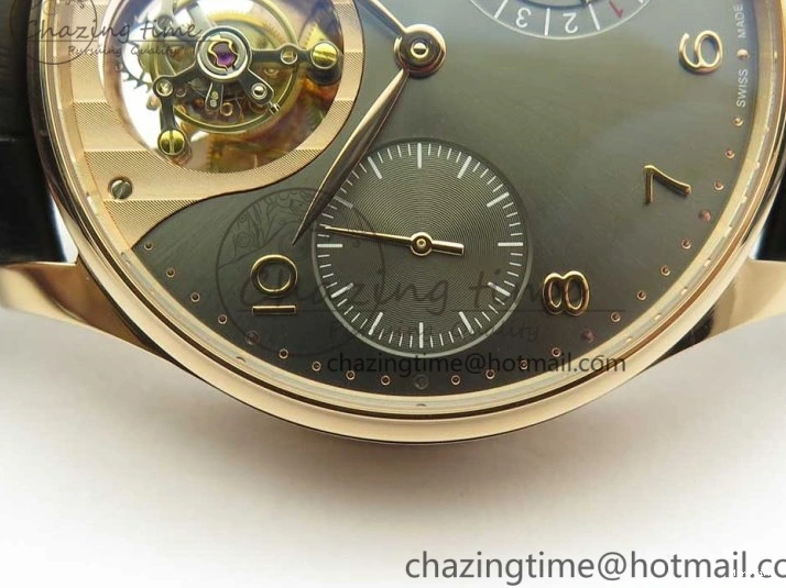 MIROTIME 1220 Portuguese Tourbillon IW5046 RG ZF Best Edition Gray Dial on Black Leather Strap SmoothTexture 7142